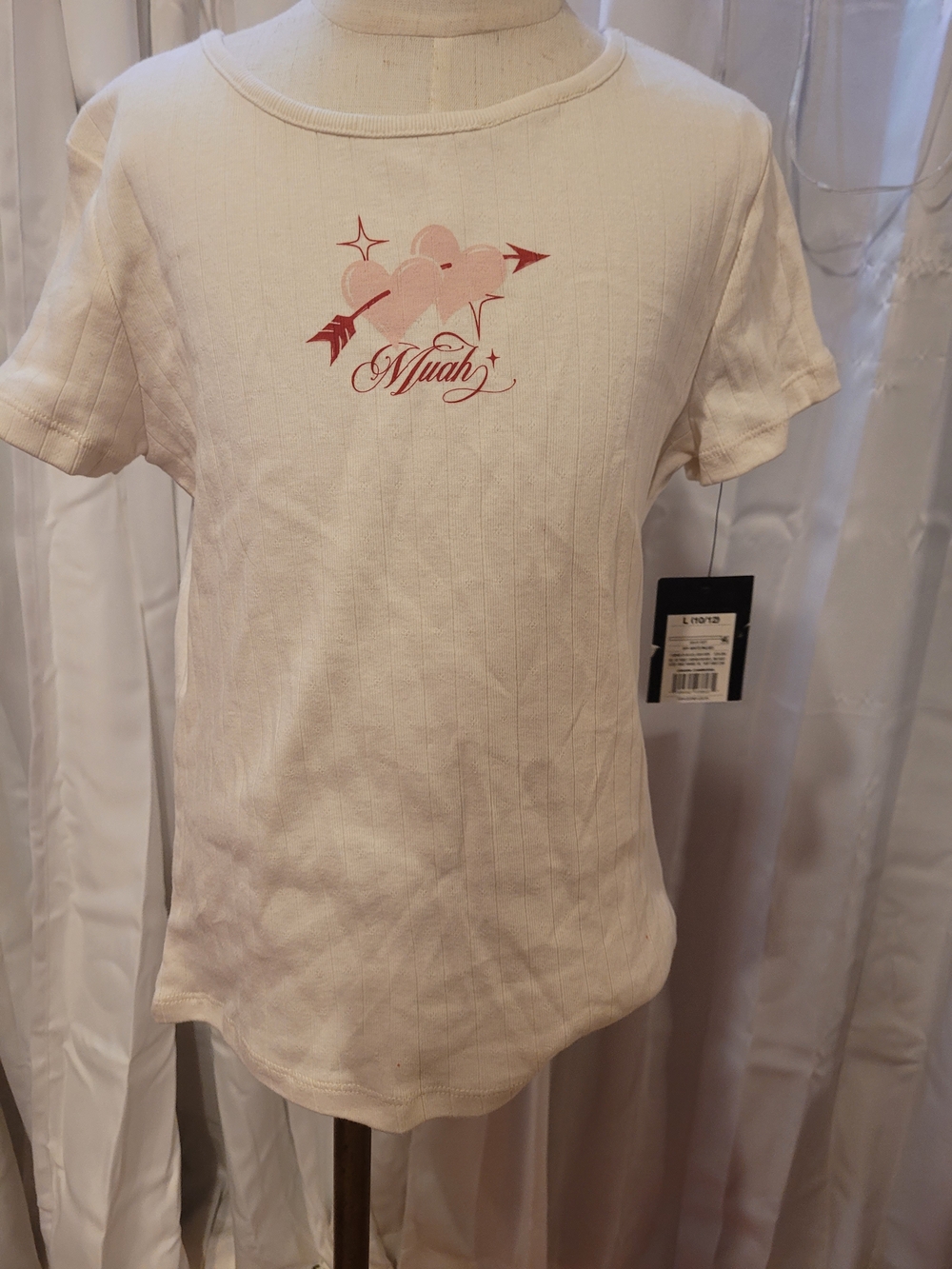 art class Cream Short Sleeve Tee with Pink Graphic